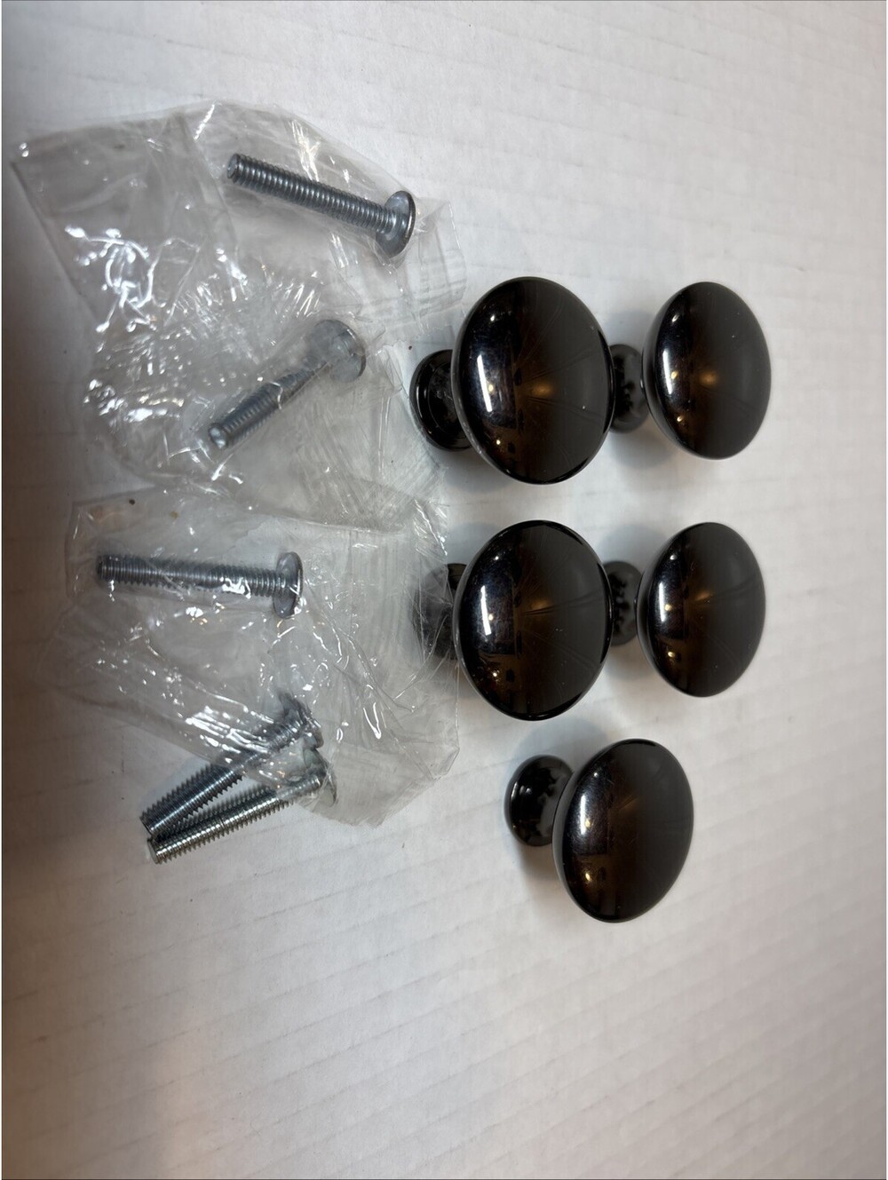 Lot of 5 Brushed Bronze Colored Metal Cabinet or Drawer Knobs Pulls 1 Inch Round